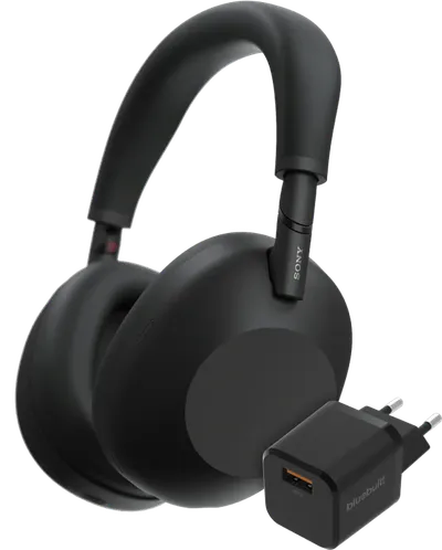 Sony WH-1000XM6 Schwarz + BlueBuilt Quick-Charge-Ladegerät