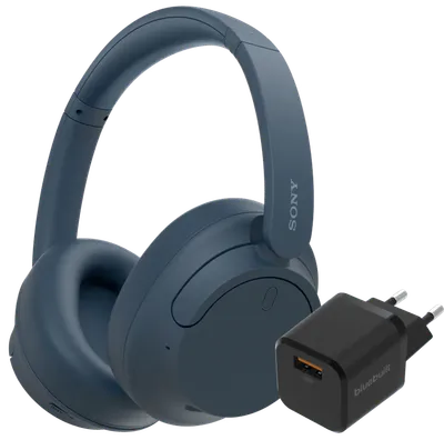 Sony WH-CH720N Blau + BlueBuilt Quick-Charge-Ladegerät mit USB-A-Port 18 W Schwarz