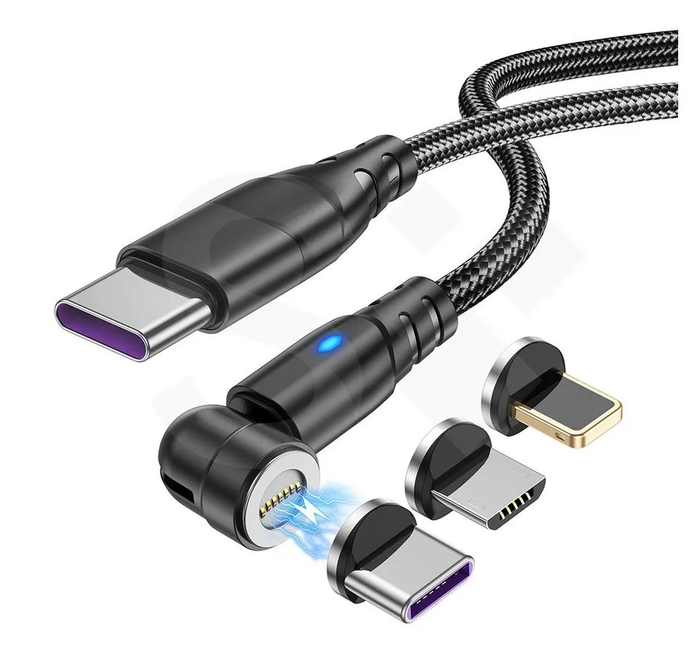 SOONTEC 100W 3 in 1 Schnellladekabel für Smartphon, Laptop, Tablet, magnetisches Ladekabel, USB-C, Lightning, Micro USB, USB zu USB-C Adapter (180 cm), 1 Meter oder 1,8 Meter