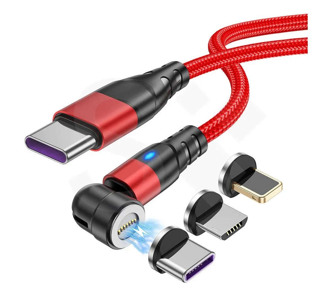 SOONTEC 100W 3 in 1 Schnellladekabel für Smartphon, Laptop, Tablet, magnetisches Ladekabel, USB-C, Lightning, Micro USB, USB zu USB-C Adapter (180 cm), 1 Meter oder 1,8 Meter