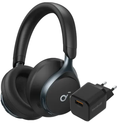 Soundcore Space One Schwarz + BlueBuilt Quick-Charge-Ladegerät mit USB-A-Port 18 W Schwarz
