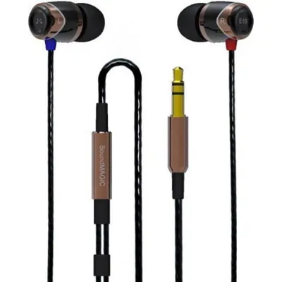 Kopfhörer SoundMagic E10C mit Kabel Mini Jack 3,5 mm, Mikrofon und Lautstärkeregelung, braun