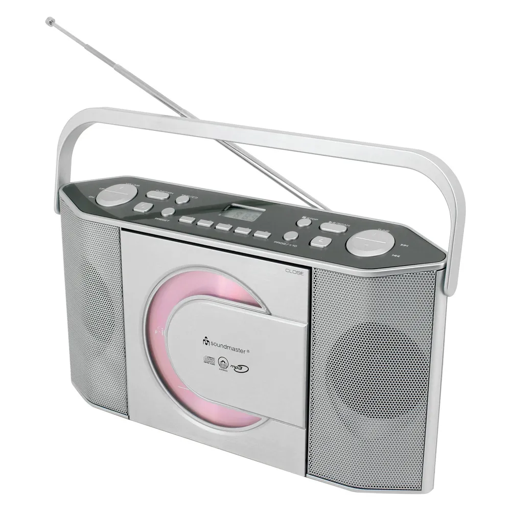 Tragbares Stereosystem Soundmaster RCD1755SI Silber mit CD und Radio UKW