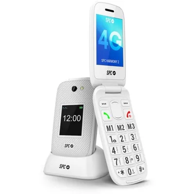 Klappbares Seniorenhandy SPC Harmony 2 Dual SIM 4G, 2,8 Zoll/1,77 Zoll, 1,23 MP, IP44, Bluetooth 5.0, USB-C, 1600 mAh, Weiß