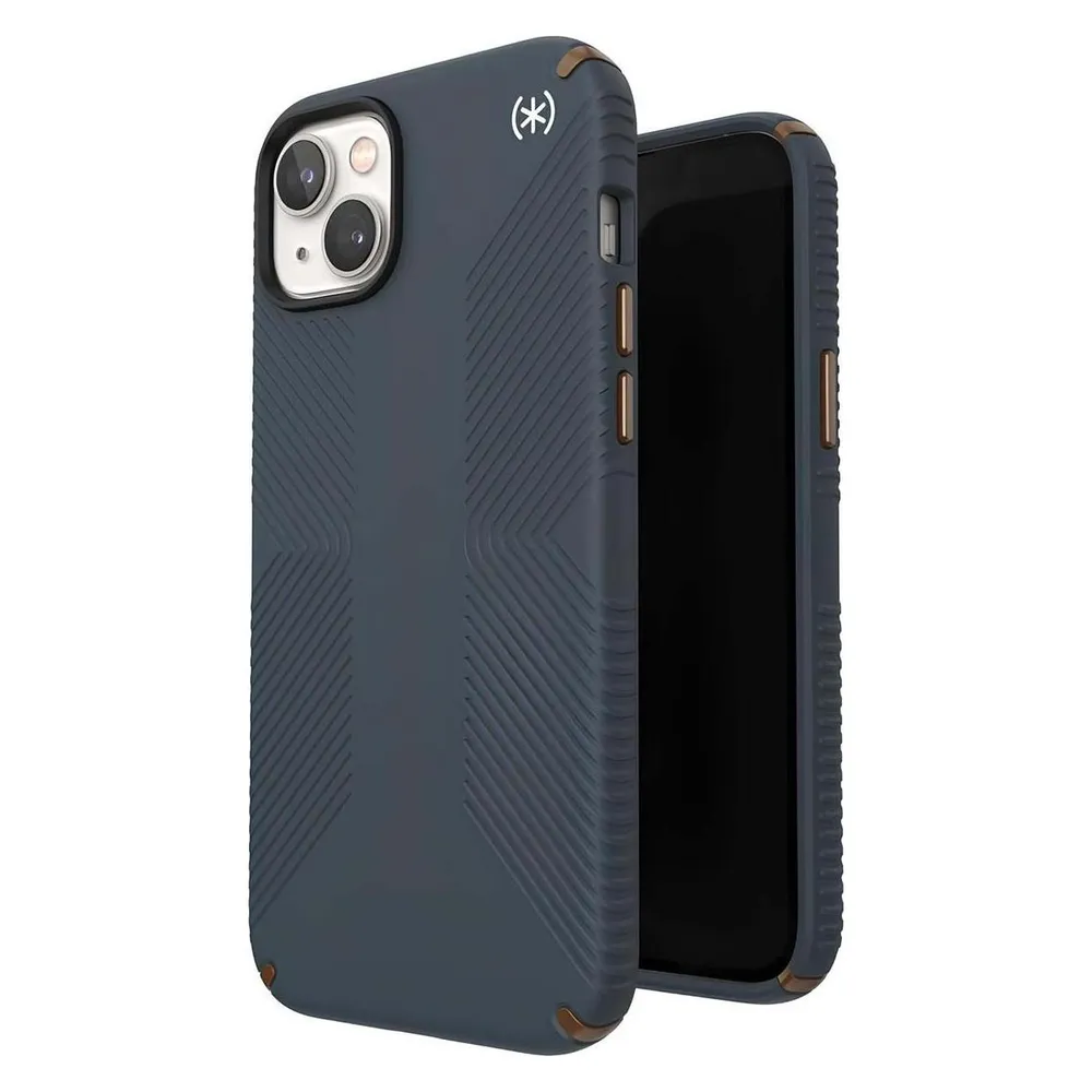 speck Presidio2 Grip – Rutschfeste iPhone 15 Plus/14 Plus Hülle (Anthrazit/Cool Bronze/Schiefer)