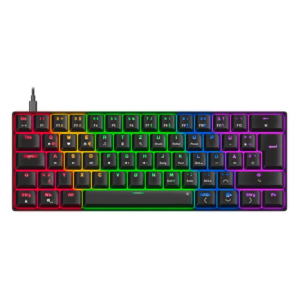 ATMOS RGB Regenbogen Mechanische 60% Gaming Tastatur mit braunen Schaltern