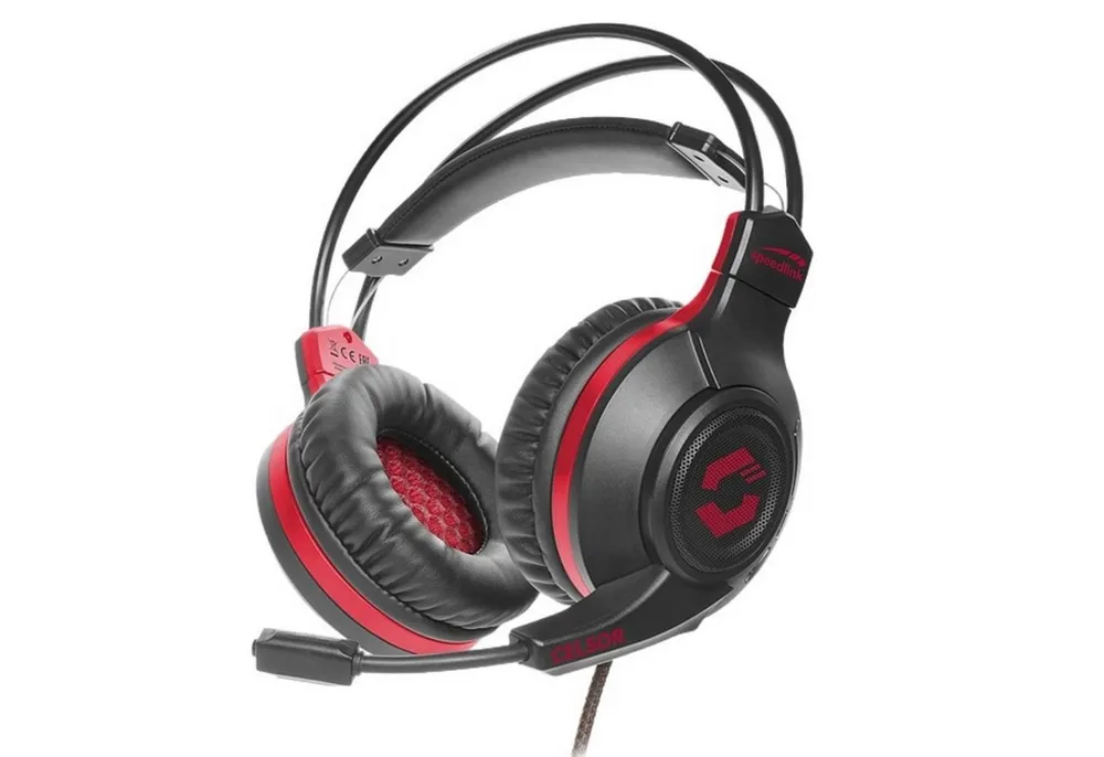 Speedlink CELSOR Gaming Headset Gamer Kopfhörer Headset (Kabelfernbedienung für Lautstärkeregelung und Mikrofon-Stummschaltung, kabelgebunden, 2x 3,5mm Klinke, Boom Mikrofon, Kabel-Fernbedienung, 2,3m)