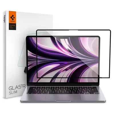 Bildschirmschutz Spigen für MacBook Air 13.6" M2, gehärtetes Glas 9H, schwarz transparent