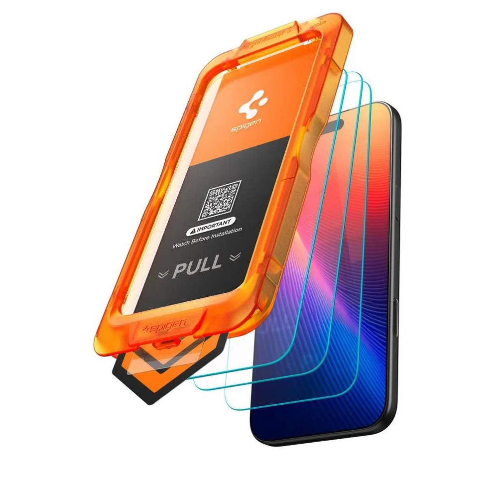 Spigen Displayschutzfolie 3x Panzerglas für iPhone 17 Pro Max Schutzglas Panzerfolie, Multipack, 3 Stück, Case-friendly, Oleophob, Kratzfest, 9H, Blasenfrei, Touch-sensitiv