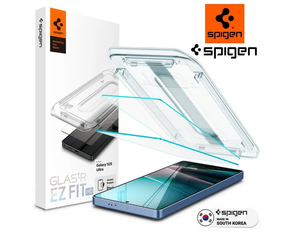 Spigen Displayschutzglas 2x Panzerglas für Samsung Galaxy S25 Ultra Schutzglas Panzerfolie für Samsung Galaxy s25 Ultra, 2er-Pack / Set, 2 Stück, Anti-Fingerabdruck, Anti-Kratz, Doppelbeschichtung, Hartglas