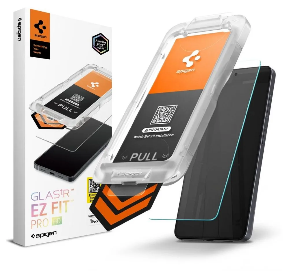 Spigen Displayschutzglas Glas.Tr Ez Fit Pro HD gehärtetes Schutzglas für Samsung Galaxy S26 für Samsung Galaxy S26, 1 x Spigen Glas.tR „EZ Fit Pro“ Displayschutzfolie aus gehärtetem Glas und 1 x Installationskit, EZ Fit Pro Montagerahmen mit maximaler 9H Kratzschutz