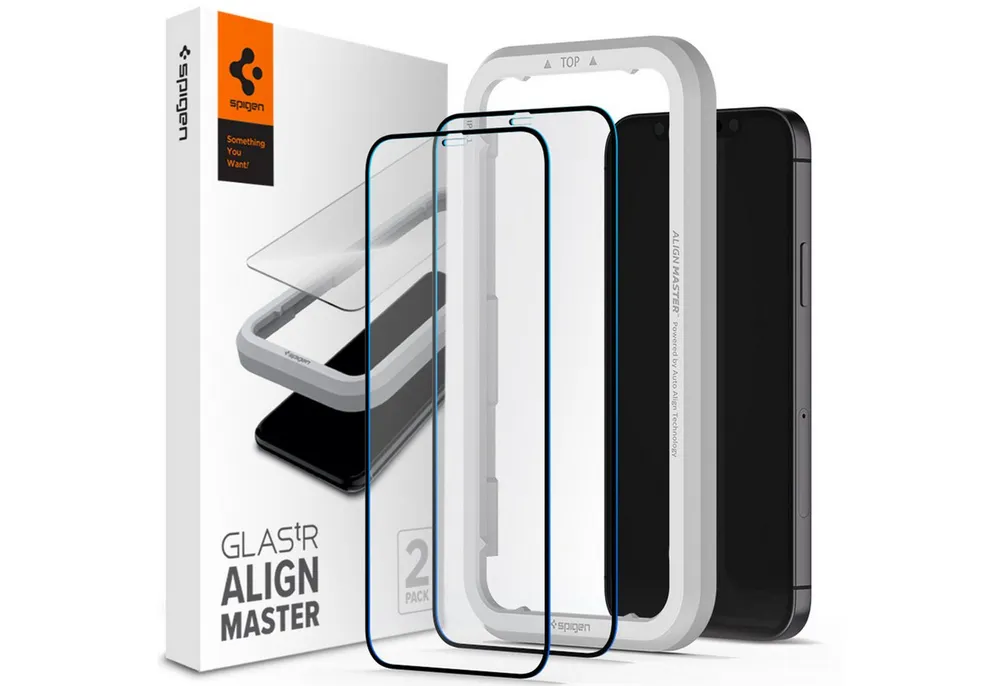 Spigen Displayschutzglas Spigen AlignMaster Full Screen Protector Apple iPhone 12 (Pro), 2 Stück