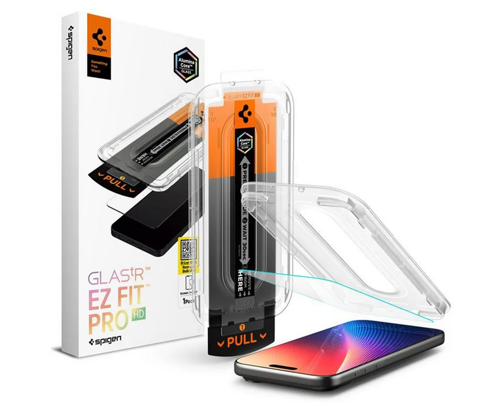 Spigen Displayschutzglas Spigen EZ Fit Glas.tR mit Installation Tray - 1er Pack Apple iPhone 17