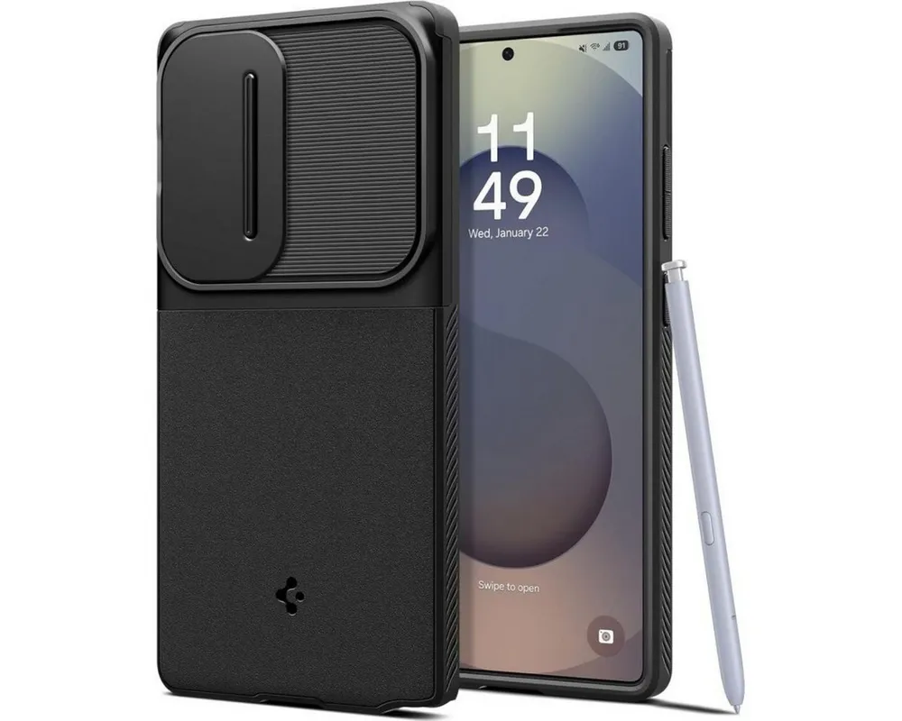 Spigen Handyhülle Optik Armor Kompatibel mit Samsung Galaxy S25 Ultra Schwarz 6,9, Für Samsung Galaxy S25 Ultra professioneller Kamerarand