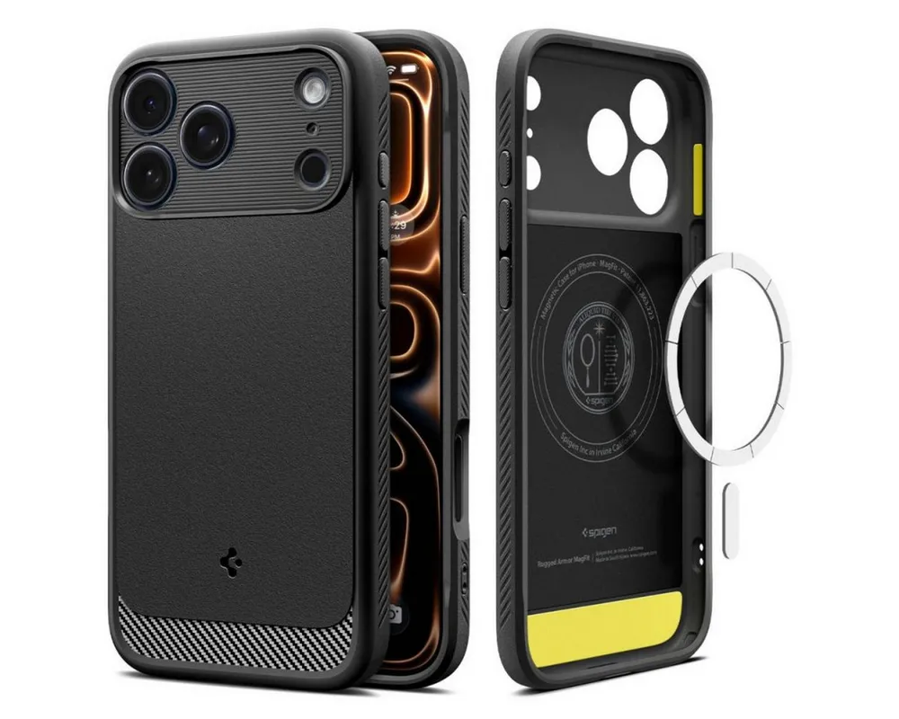 Spigen Handyhülle Rugged Armor mit Magnetfunktion Kompatibel mit iPhone 17 Pro 6,3, Case mit integrierter Magnetfunktion und stoßdämpfender Struktur