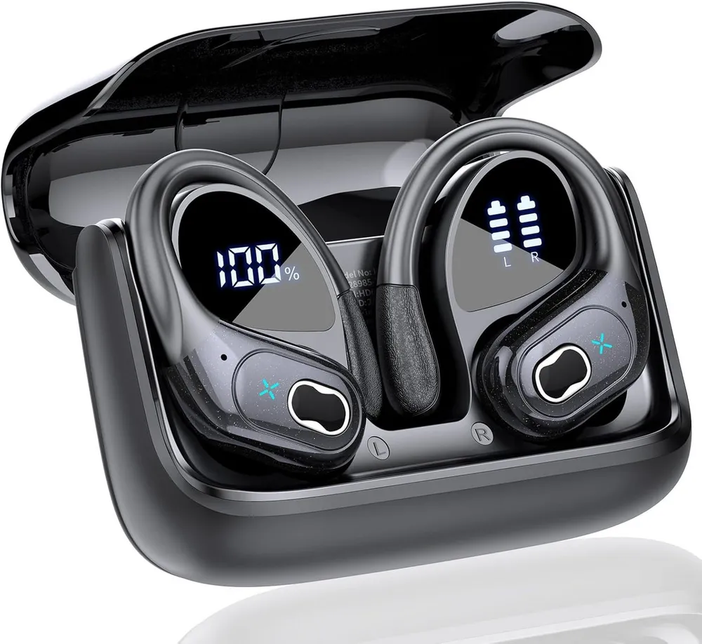 SpionProfi In Ear Kopfhörer Bluetooth Kabellos Sport Ohrbügel Wireless Headset Headset (Kompatibel mit jedes Bluetooth Gerät für Iphone Samsung uvm)