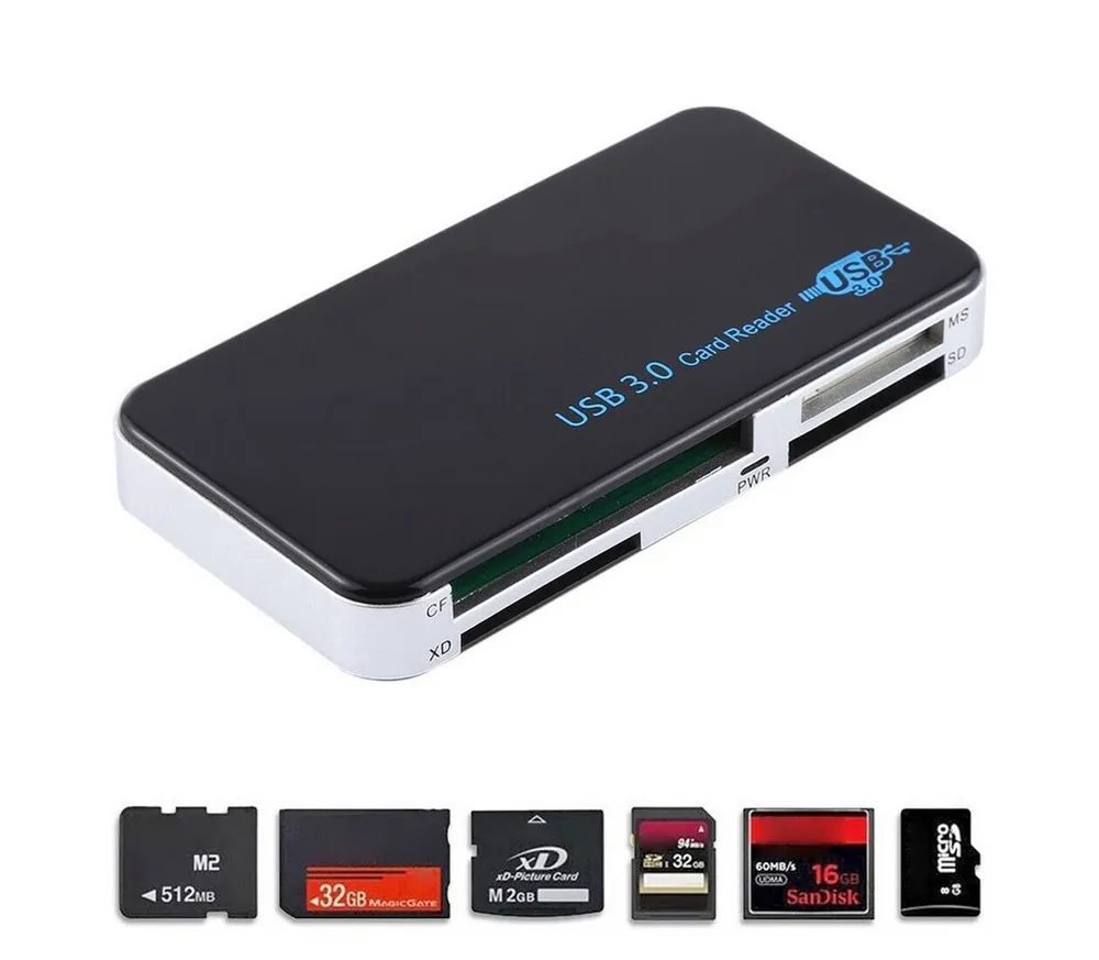 SpionProfi Speicherkartenleser USB 3.0 Kartenleser All in One Lesegerät Speicherkarte Compact Flash, All in One Usb Kartenleser für Speicherkarten aller Art