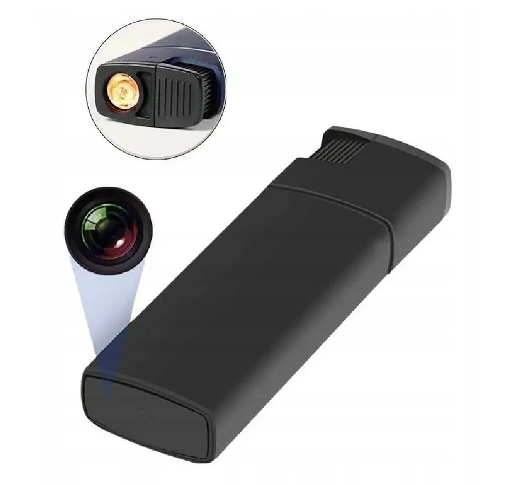 SpionProfi Überwachungskamera 32GB Mini Kamera FULL HD Usb Feuerzeug Video Ton Aufnahme Überwachung (Innenbereich, Außenbereich, 1-tlg., 32GB Feuerzeug versteckte Kamera Spycam Spion Haus Mini Cam)