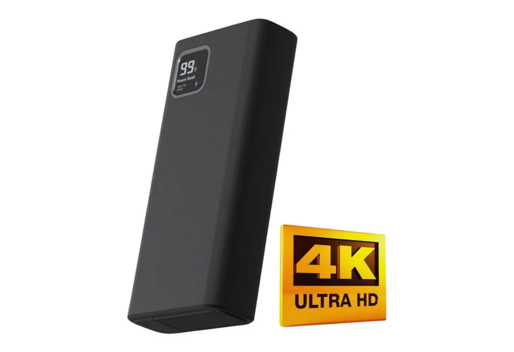 SpionProfi Überwachungskamera 4k Powerbank Mini Kamera Video Ton Aufnahme 64GB Überwachungskamera (Innenbereich, Außenbereich, 1-tlg., 10000mAh Powerbank mit versteckte 4k Kamera Spycam Spion)