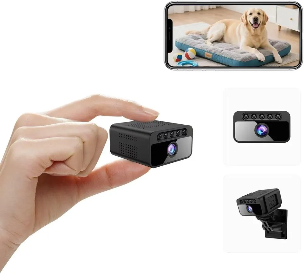 SpionProfi Überwachungskamera 4k Wifi Mini Kamera Wlan mit Nachtsicht & Bewegungsmelder Haus Cam (1-tlg., Mini Wifi Live Überwachungskamera Ideal für Haus Vogelhaus Nistkasten)