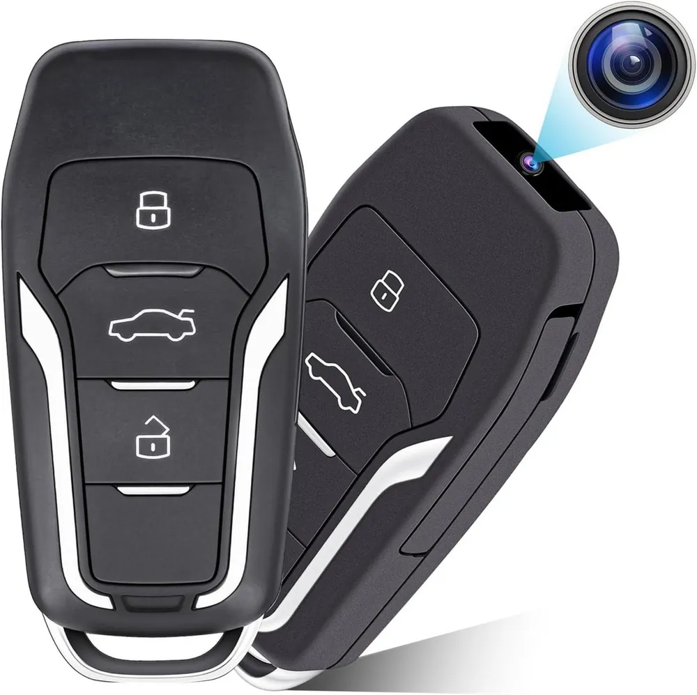 SpionProfi Überwachungskamera 64GB Mini Kamera Autoschlüssel Video Ton Aufnahme Auto Haus (Innenbereich, Außenbereich, 1-tlg., Versteckte Kamera Mini Spycam Spion Cam für Haus, Auto, Zimmer)