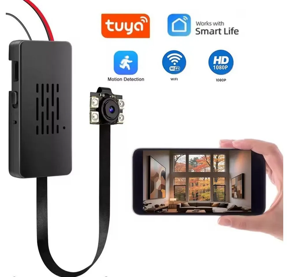 SpionProfi Überwachungskamera Wifi Mini Überwachungskamera mit Nachtsicht Wlan IP Video Kamera (Innenbereich, Außenbereich, 1-tlg., Mini Knopf Kamera Live App Wlan Wifi für Drohne, Auto, Nistkasten uvm)