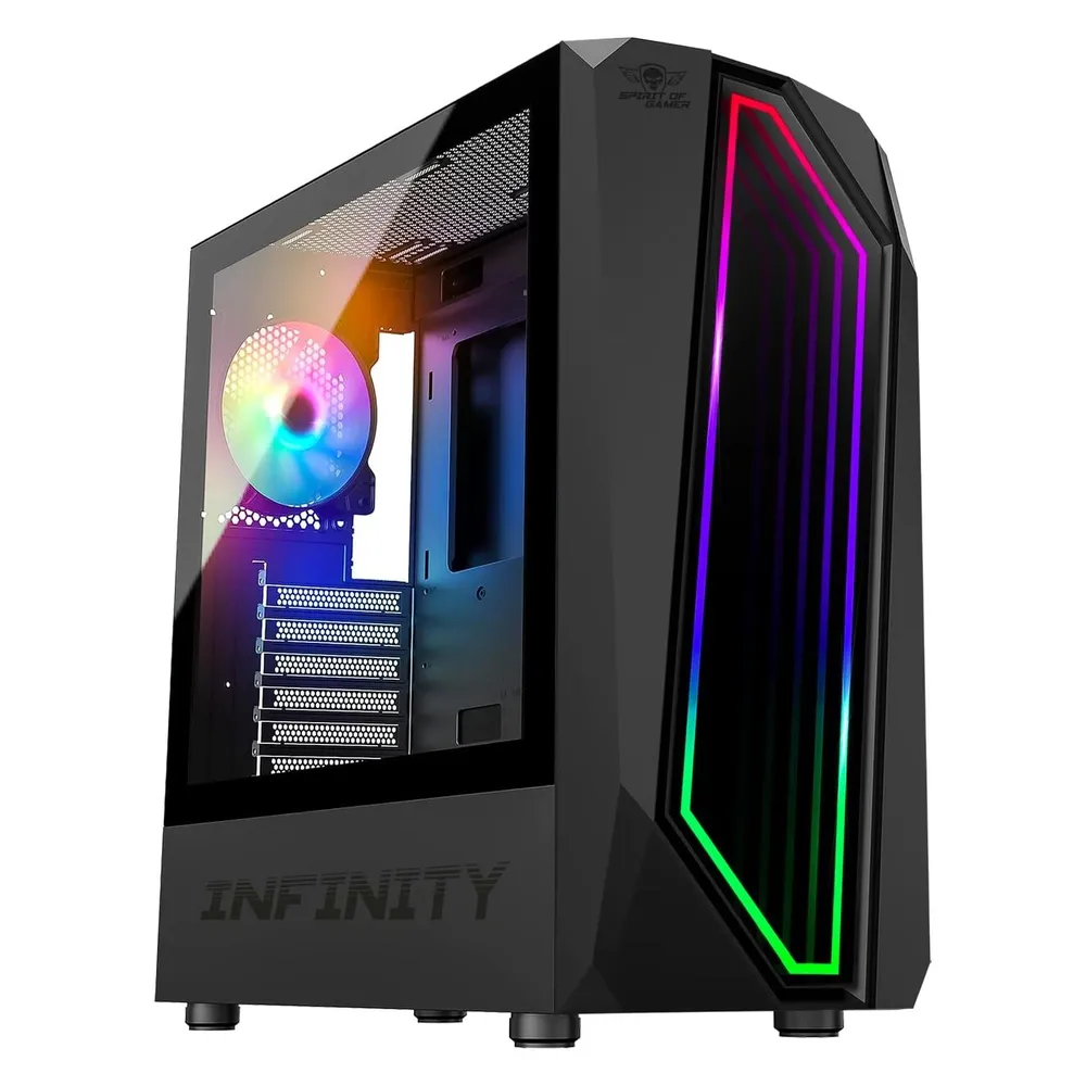 Spirit Of Gamer Boitier Moyen Tour Atx Infinity RGB Avec Panneaux Vitrés (Noir)