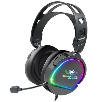 Spirit of Gamer Pro H6 kabelgebundene Stereo RGB Kopfhörer mit abnehmbarem Mikrofon schwarz