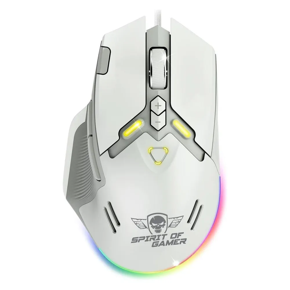 Maus Spirit of Gamer S-EM60WT Kabelgebunden 20000 DPI Weiß RGB 9 Tasten