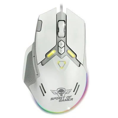 Maus Spirit of Gamer S-EM60WT Kabelgebunden 20000 DPI Weiß RGB 9 Tasten