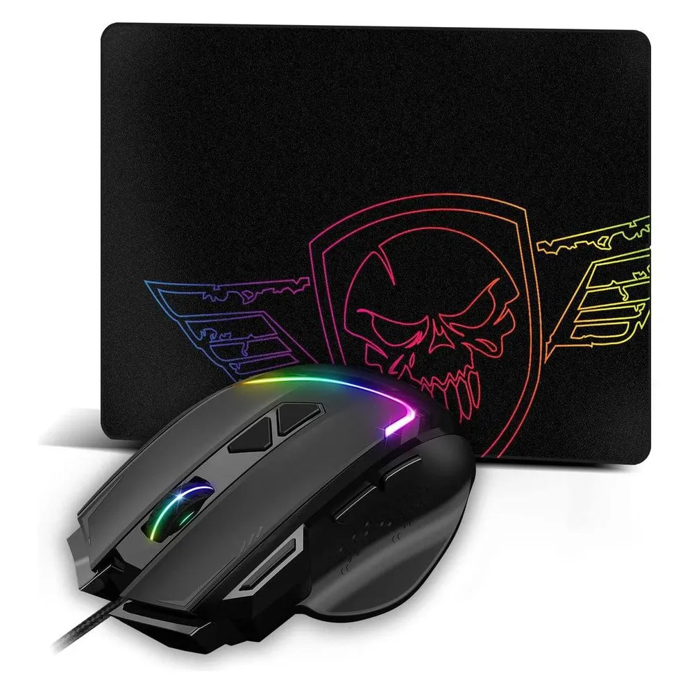Maus Spirit of Gamer S-PM3RGB Kabelgebunden 7200DPI Schwarz RGB 8 Tasten