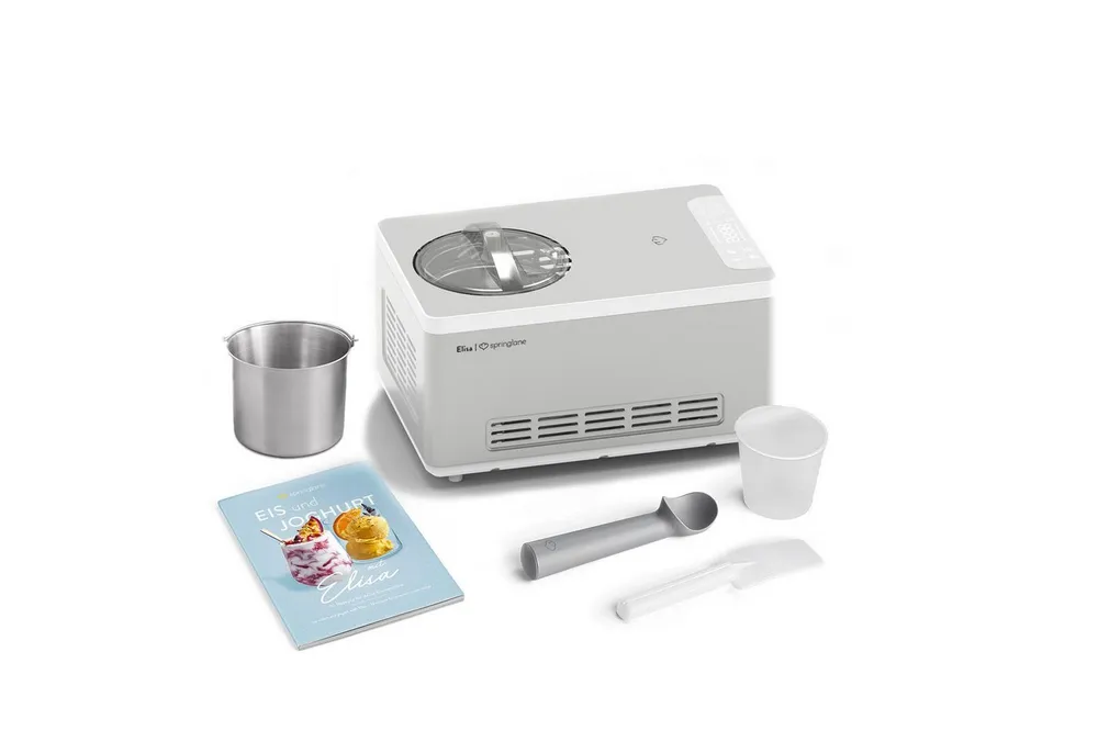Springlane Eismaschine & Joghurtbereiter Elisa, 2,00 l, 220,00 W, mit selbstkühlendem Kompressor, entnehmbaren Eisbehälter