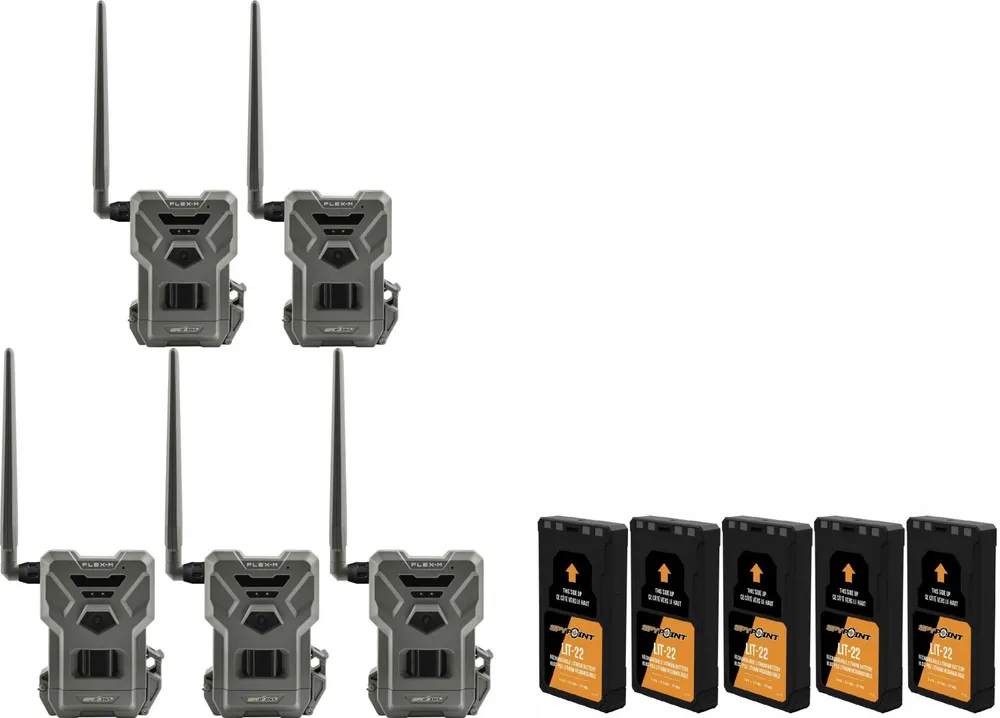 SPYPOINT FLEX-M Wildkamera 5er Pack + 5 LIT22 Akkus