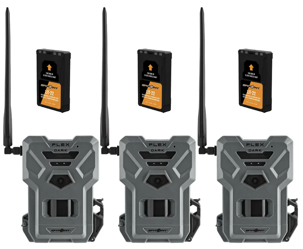 SPYPOINT FLEX-DARK Wildkamera 3er Pack + 3x LIT22 Akku