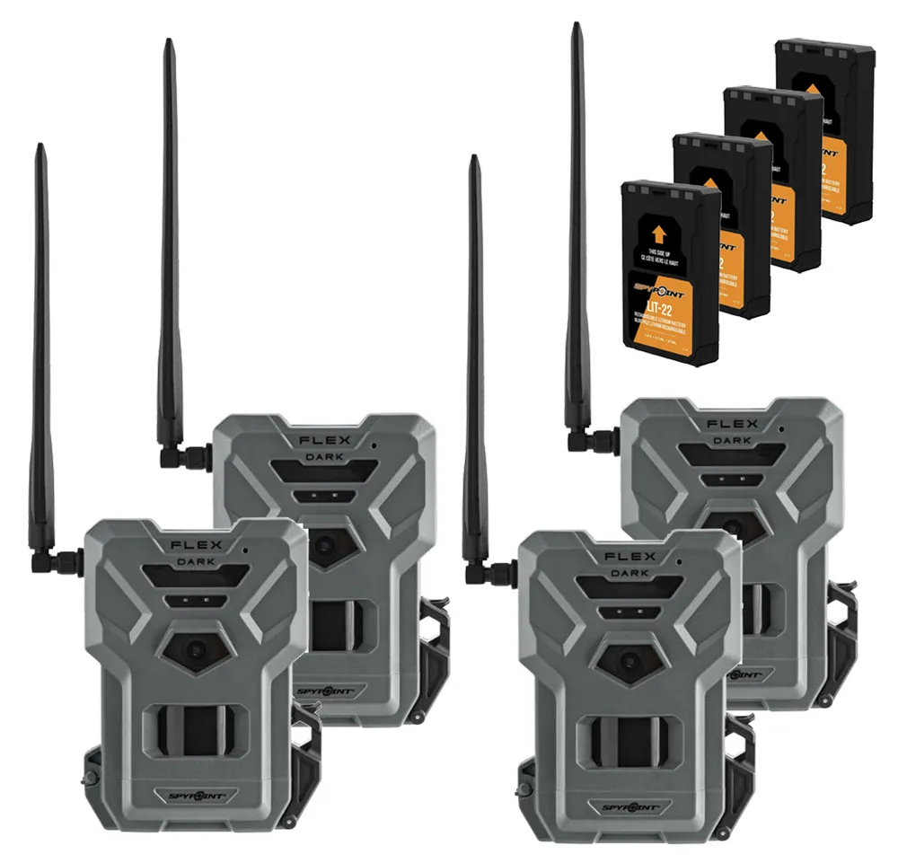 SPYPOINT FLEX-DARK Wildkamera 4er Pack + 4x LIT22 Akku
