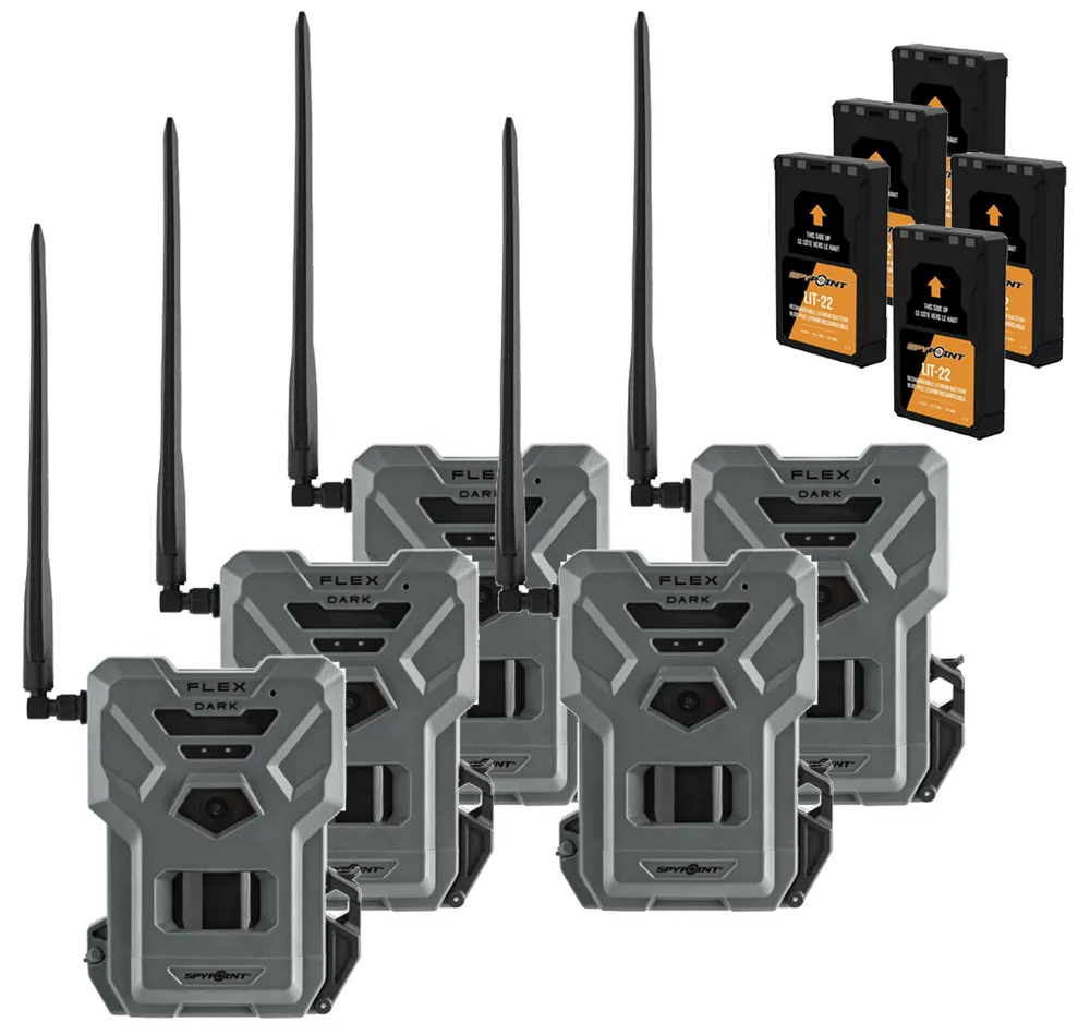 SPYPOINT FLEX-DARK Wildkamera 5er Pack + 5x LIT22 Akku