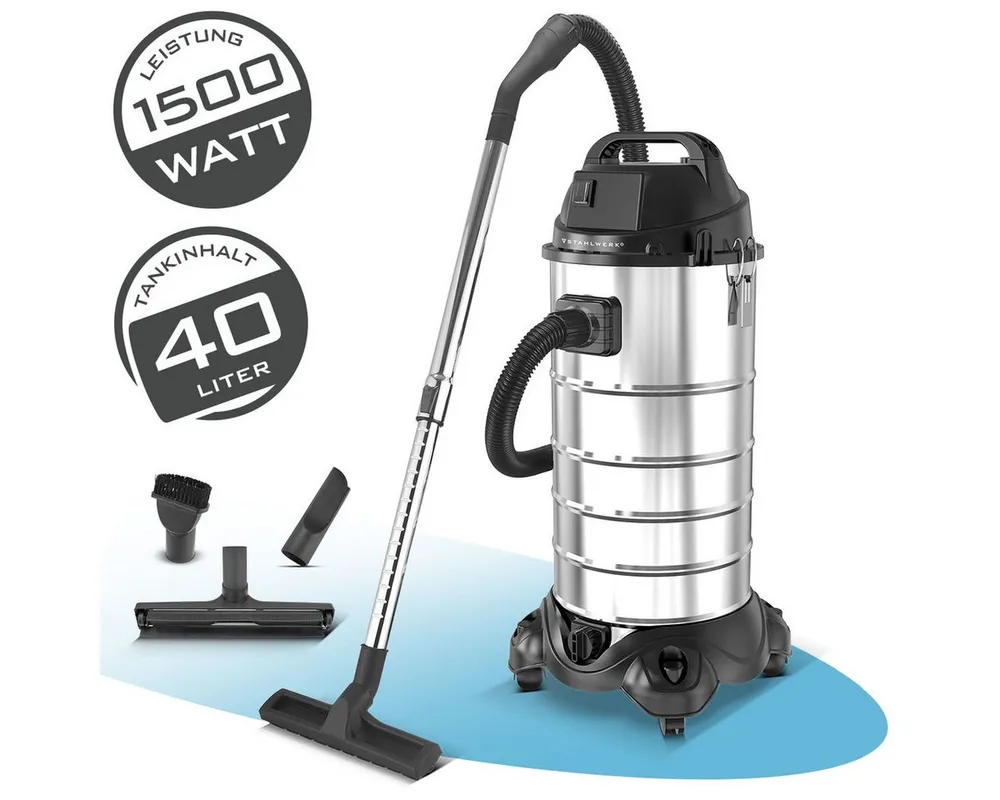 STAHLWERK Industriesauger 1500 W Nass- und Trockensauger VCL-1500 ST Industriesauger mit 40 L