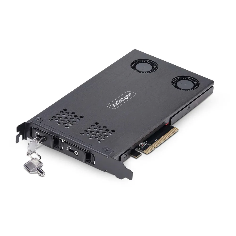Backplane Startech Rack Mobile 2-Bay M.2 NVMe SSD zu PCIe x8 Werkzeuglos