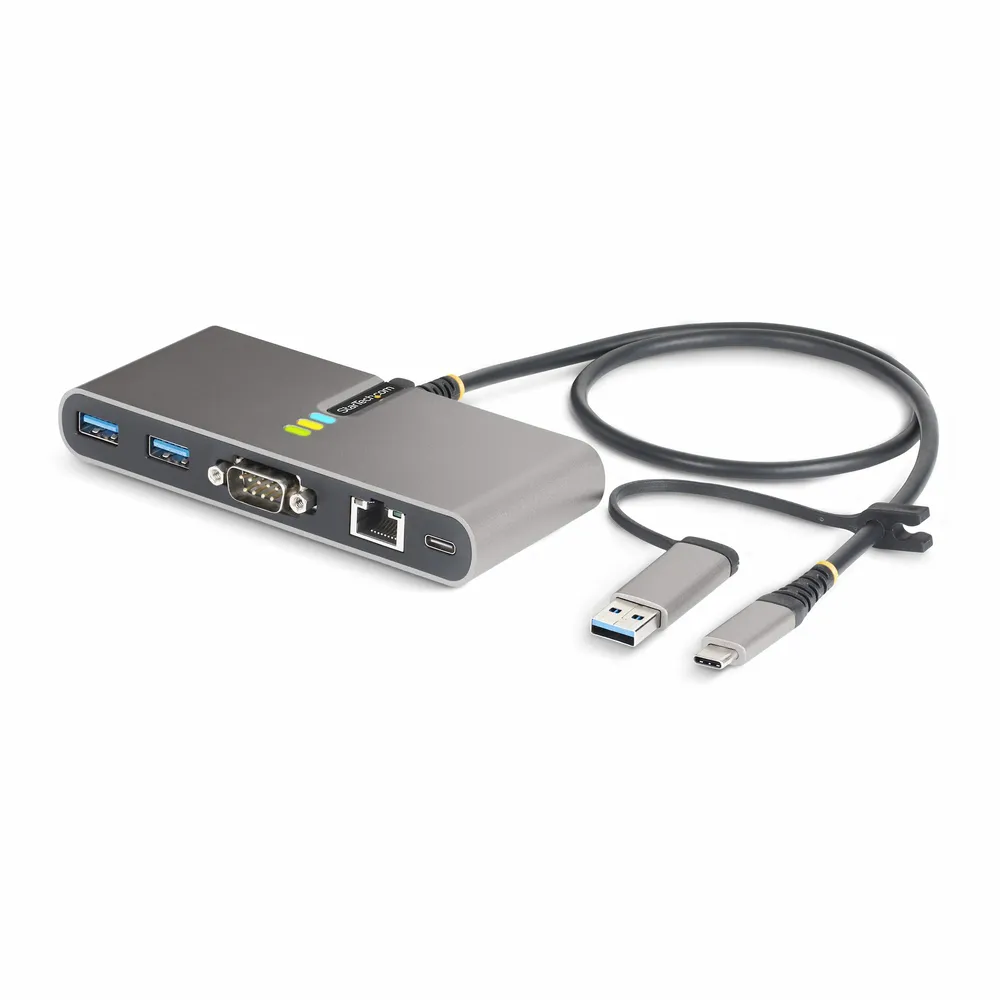 USB-C Hub StarTech.com mit RS-232 Seriell, Gigabit Ethernet, 2x USB 3.2 Gen 1 5Gbps, 100W PD Pass-Through