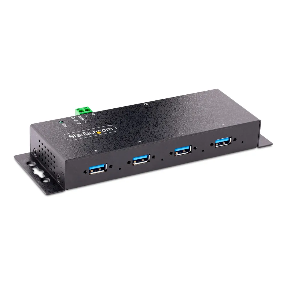 Hub Startech Industrial USB 3.0 4 Puertos 5Gbps Carcasa Metálica Montaje Pared/Carril DIN