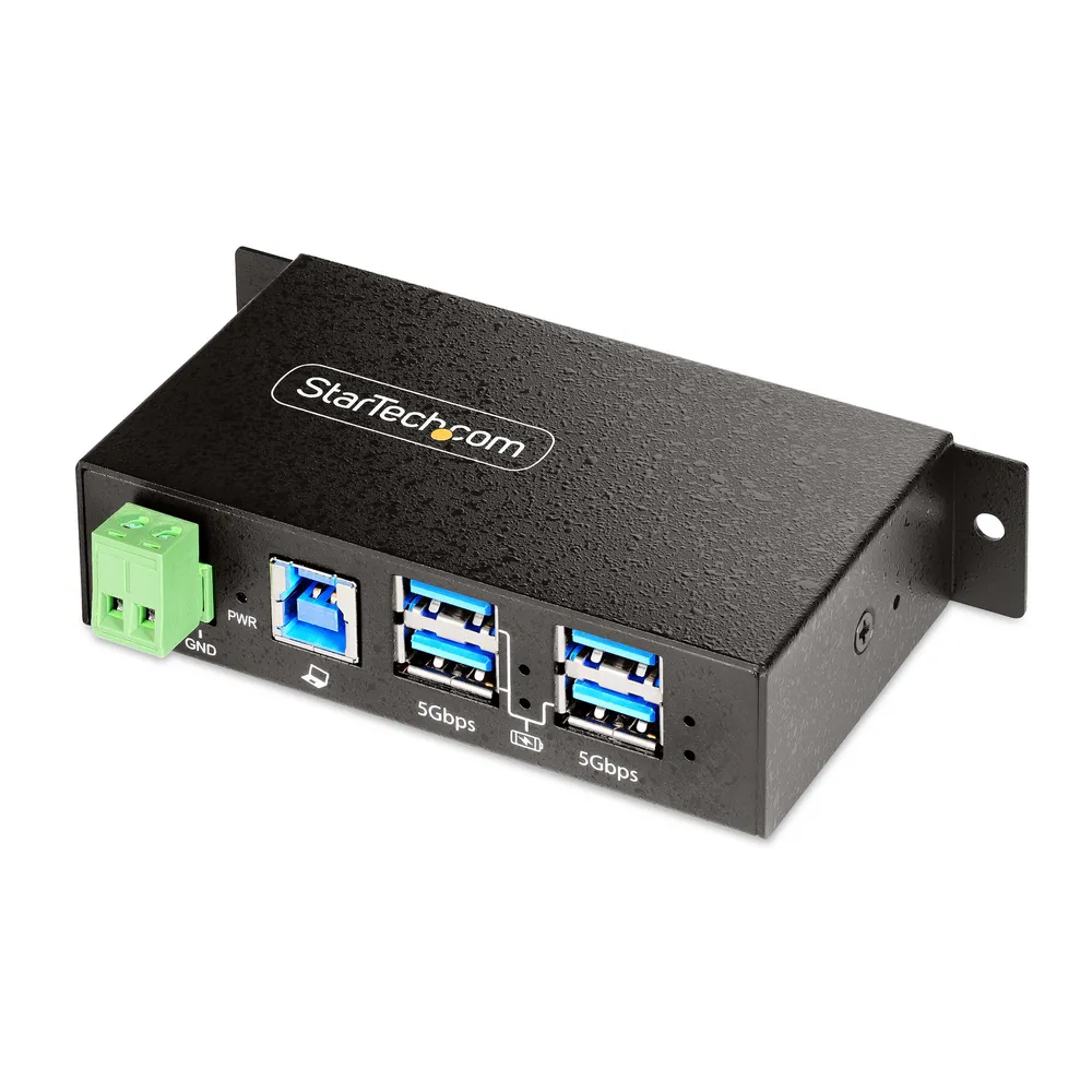 USB-Hub StarTech.com Industrial 4-Port USB 3.2 Gen 1 Metalrobust Schutz ESD DIN-Montage USB-Hub StarTech.com Industrial 4-Port USB 3.2 Gen 1 Metalrobust Schutz ESD DIN-Montage