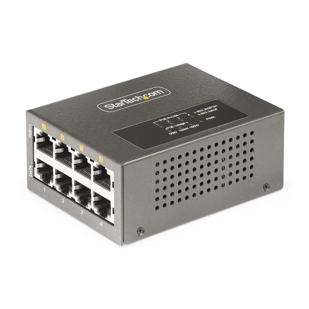 PoE++ Injektor StarTech.com 4-Port Multigigabit 5Gbps 95W