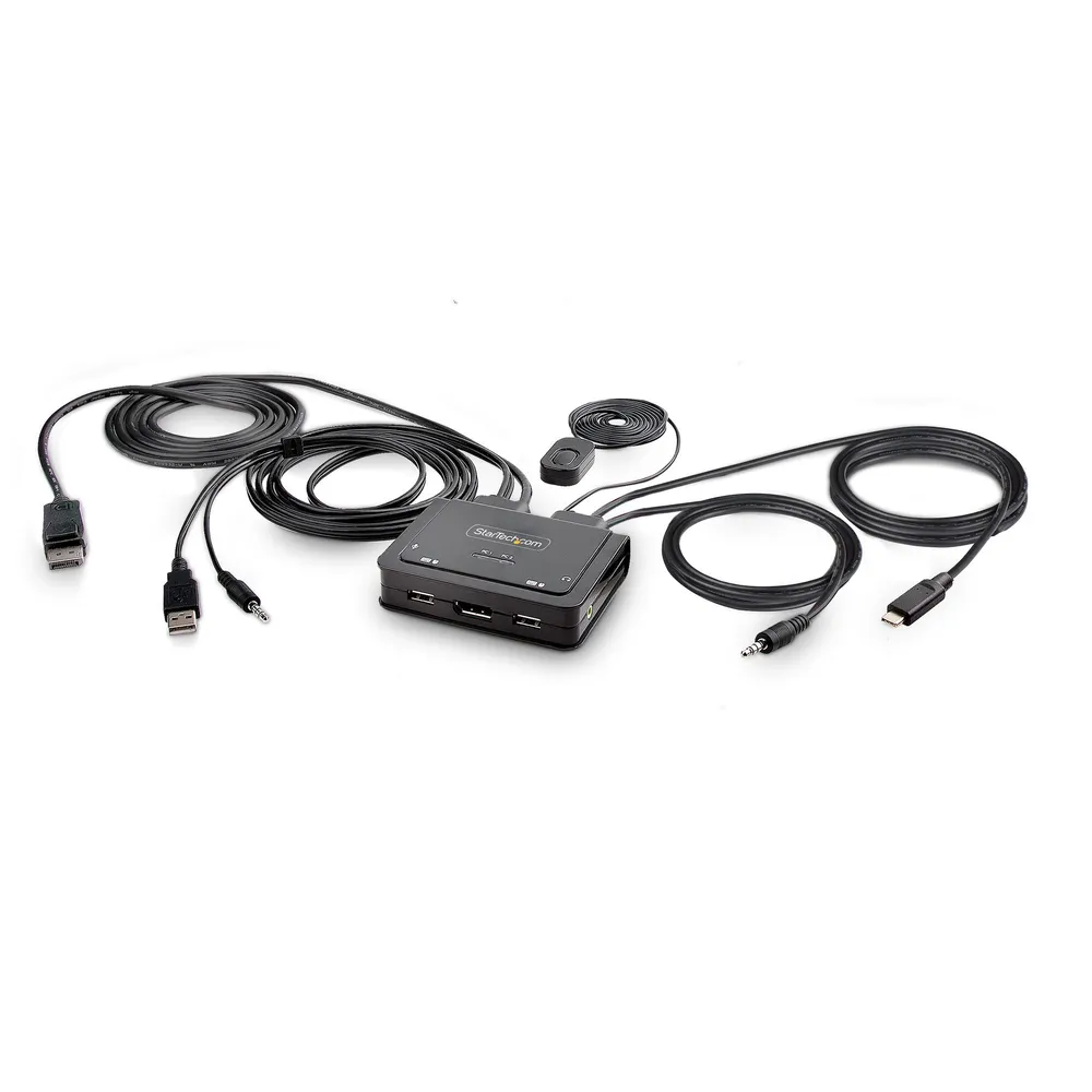 Startech KVM-Switch USB-C/USB-A DisplayPort 4K 60Hz 2 Ports Integrierte Kabel