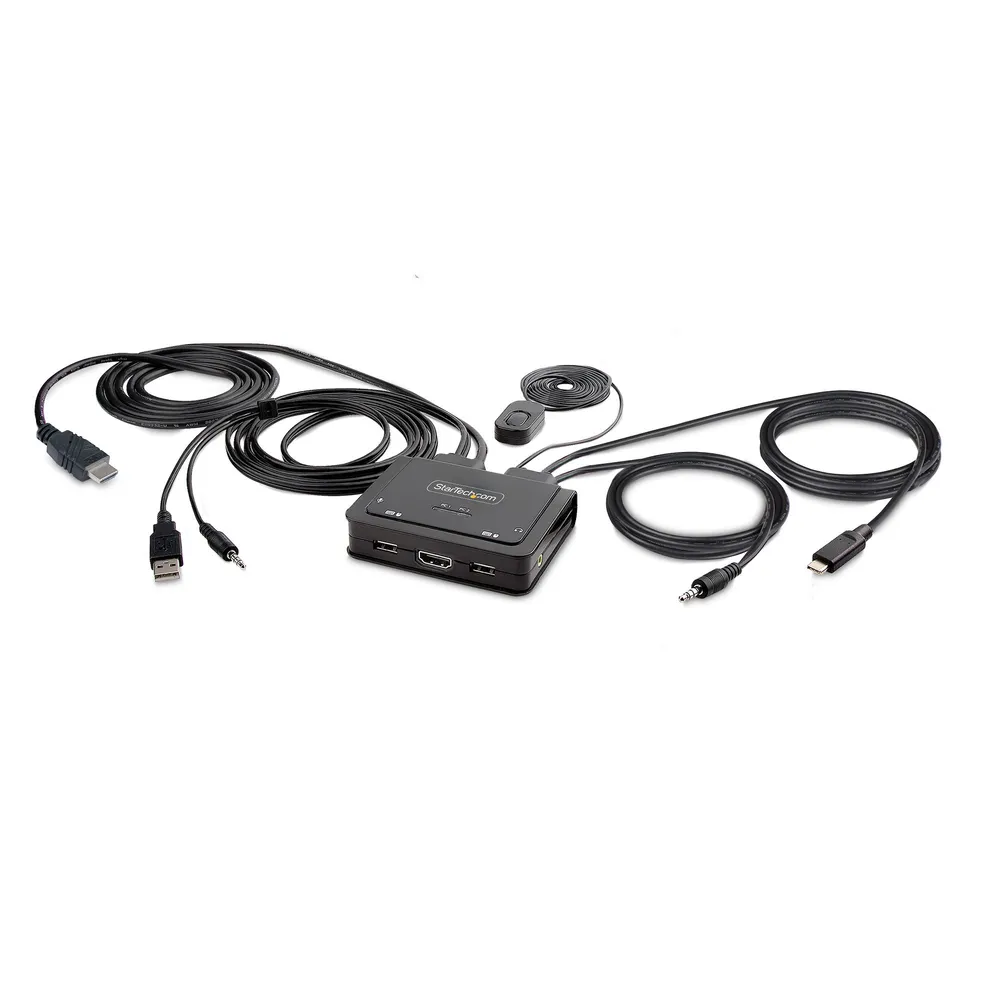 StarTech.com HDMI 4K 60Hz KVM-Switch mit USB-A/USB-C und integrierten Audiokabeln, 1,8 m