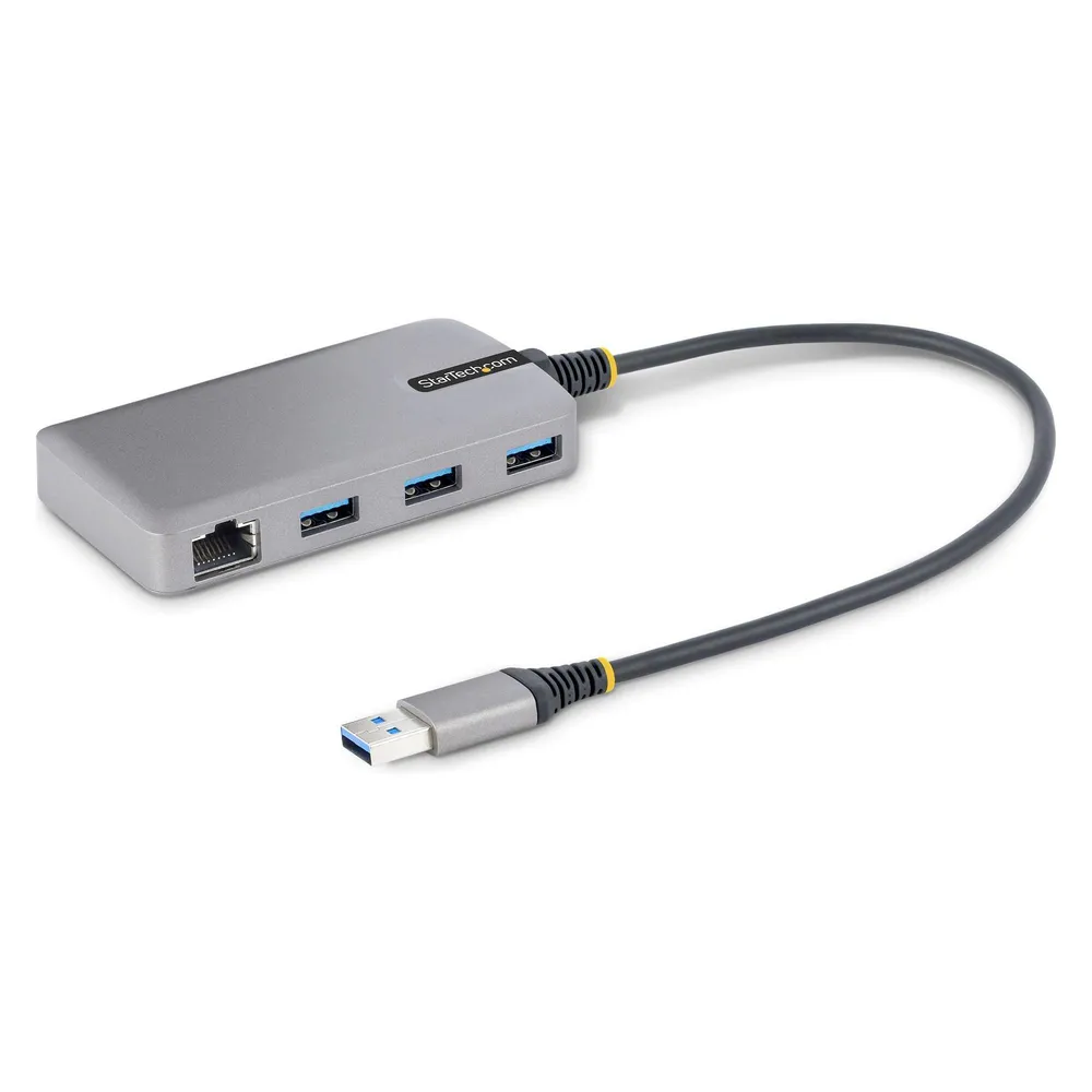 StarTech com 3-Port USB Hub with Ethernet - 3x USB-A Ports - Gigabit Ethernet (RJ-45) - USB 3.0 5Gbp