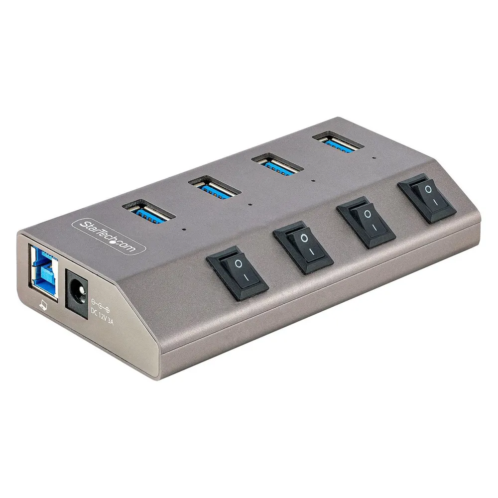 StarTech com 4-Port Self-Powered USB-C Hub with Individual On/Off Switches, USB 3.0 5Gbps Expansion