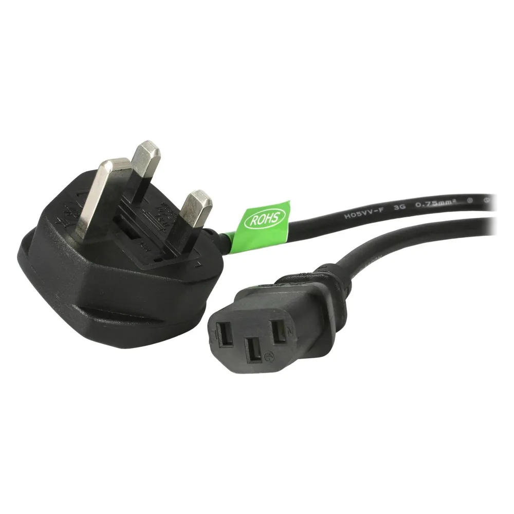 StarTech com 3ft (1m) UK Computer Power Cable, BS 1363 to C13, 18AWG, 10A 250V, Replacement AC Power