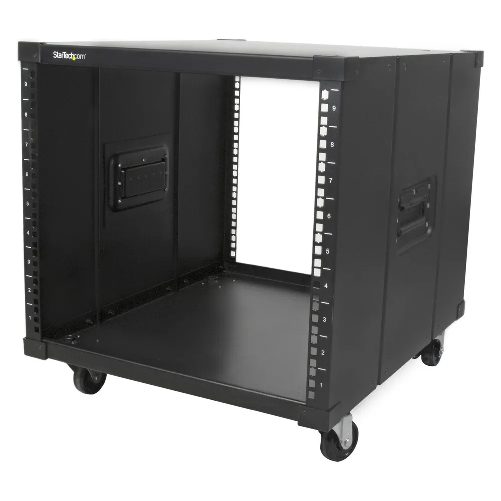 StarTech Mobiles Server Rack mit Griffen - rollbarer Serverschrank / Netzwerschrank - 9HE