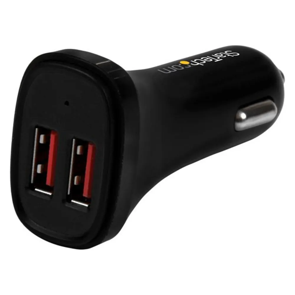 StarTech Dual Port USB KFZ Ladegerät - 24W/4.8 - Schwarz - 2 Port USB Autoladegerät