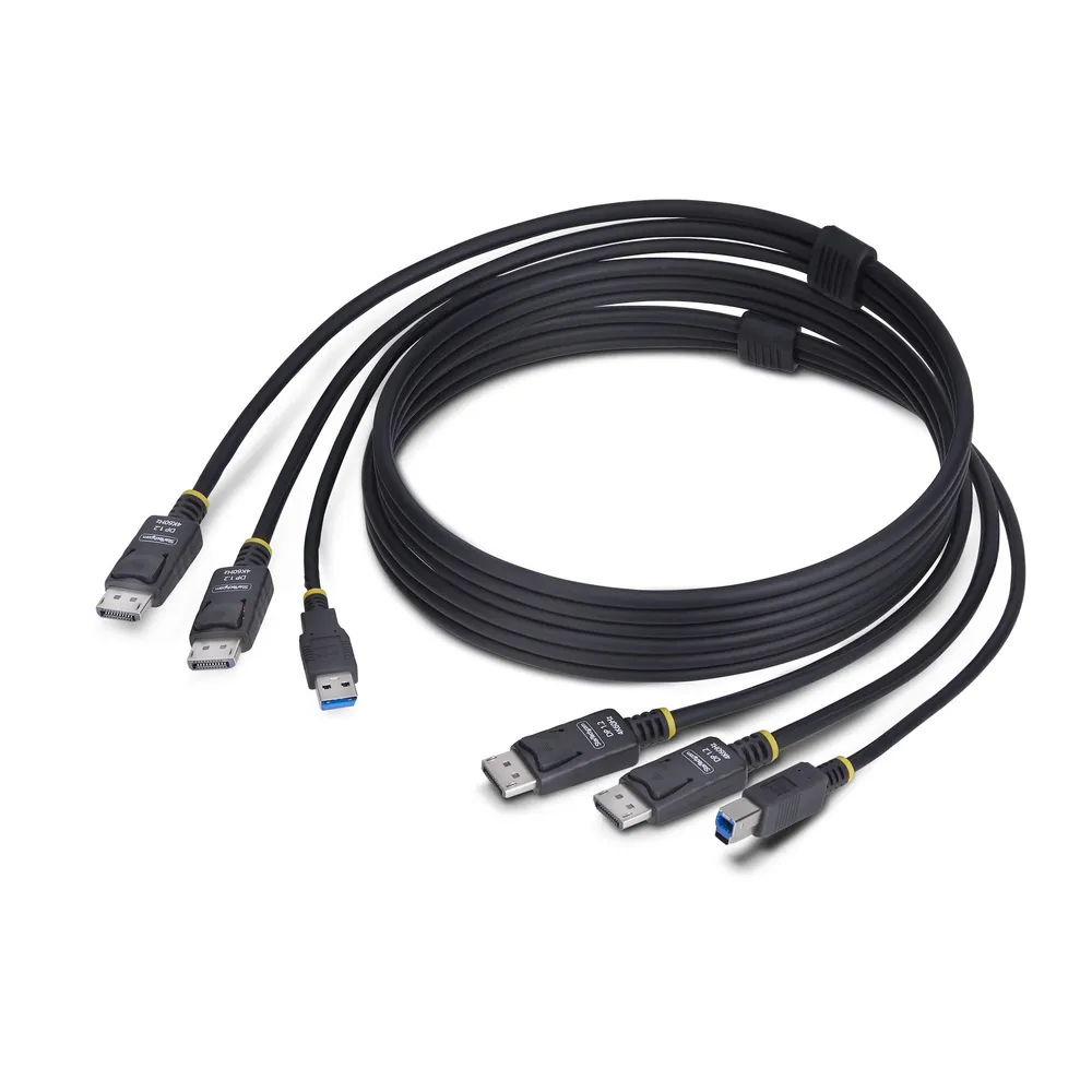 KVM DisplayPort Doppelbildschirm Kabel StarTech 1.8m 4K 60Hz USB 5Gbps DP 1.2 Schwarz